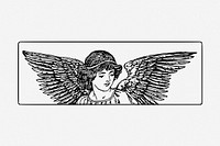 Vintage angel border hand drawn illustration. Free public domain CC0 image.