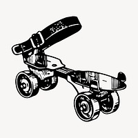 Old roller skate clipart, vintage illustration vector. Free public domain CC0 image.