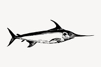 Swordfish animal clipart, vintage illustration vector. Free public domain CC0 image.
