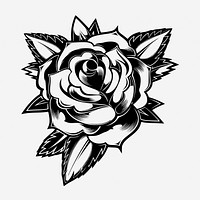 Rose tattoo hand drawn illustration. Free public domain CC0 image.