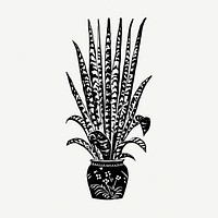 Snake plant collage element, vintage illustration psd. Free public domain CC0 image.