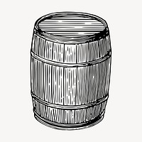 Wooden barrel clipart, vintage illustration vector. Free public domain CC0 image.