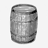 Vintage wooden barrel hand drawn illustration. Free public domain CC0 image.