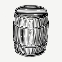Wooden barrel drawing, vintage illustration psd. Free public domain CC0 image.