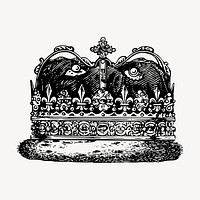 King's crown clipart, vintage illustration vector. Free public domain CC0 image.