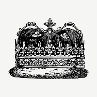 King's crown drawing vintage illustration psd. Free public domain CC0 image.