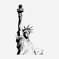 Statue of Liberty hand drawn illustration. Free public domain CC0 image.