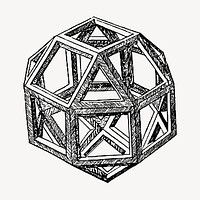 Da Vinci's Rhombicuboctahedron clipart, vintage illustration vector. Free public domain CC0 image.