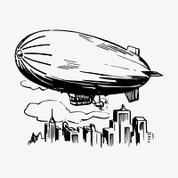 Blimp airship clipart, vintage illustration vector. Free public domain CC0 image.