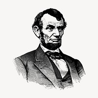 Abraham Lincoln clipart, vintage illustration vector. Free public domain CC0 image.