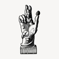 Roman hand sculpture clipart, vintage illustration vector. Free public domain CC0 image.