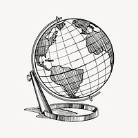 Globe drawing, vintage illustration vector. Free public domain CC0 image.