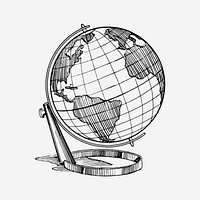 Vintage globe hand drawn illustration. Free public domain CC0 image.