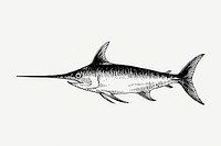 Swordfish drawing, vintage hand drawn sea animal illustration psd. Free public domain CC0 image.