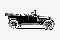 Vintage convertible car drawing, vehicle illustration vector. Free public domain CC0 image.