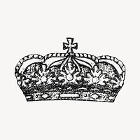 Royal crown drawing, vintage illustration vector. Free public domain CC0 image.