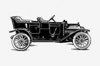 Old convertible car drawing, vehicle illustration. Free public domain CC0 image.