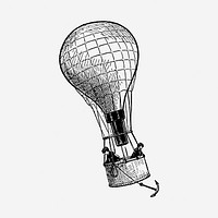 Vintage hot air balloon hand drawn illustration. Free public domain CC0 image.