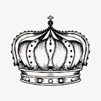 Royal crown drawing, vintage illustration vector. Free public domain CC0 image.