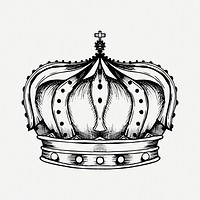 Royal crown drawing, vintage illustration psd. Free public domain CC0 image.