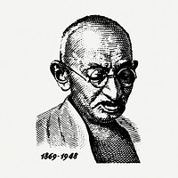 Mahatma Gandhi portrait, famous lawyer, vintage drawing psd. Free public domain CC0 image.