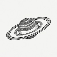 Saturn planet, galaxy drawing, vintage illustration psd. Free public domain CC0 image.