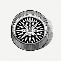 Compass object drawing, vintage illustration psd. Free public domain CC0 image.