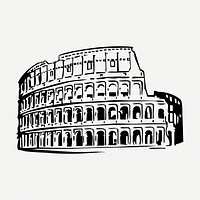 Colosseum drawing, famous hand drawn illustration psd. Free public domain CC0 image.