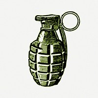 Grenade drawing, military weapon illustration psd. Free public domain CC0 image.