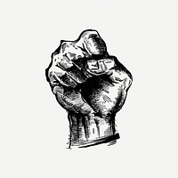 Raised fist drawing, vintage illustration psd. Free public domain CC0 image.