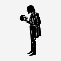 Man holding skull silhouette clipart. Free public domain CC0 image.