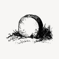 Halloween tombstone drawing clipart, vintage illustration vector. Free public domain CC0 image.