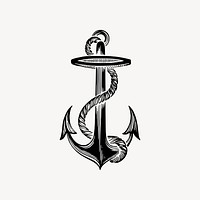 Navy anchor drawing clipart, vintage illustration vector. Free public domain CC0 image.