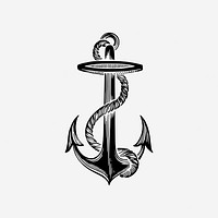 Vintage navy anchor hand drawn illustration. Free public domain CC0 image.
