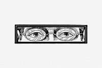 Glasses eyes watching man, vintage illustration. Free public domain CC0 image.