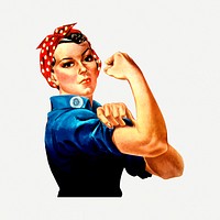 Women empowerment, woman flexing muscle, Rosie Riveter portrait psd. Free public domain CC0 image.