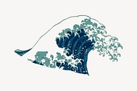 Japanese wave sticker, vintage illustration vector. Free public domain CC0 image.