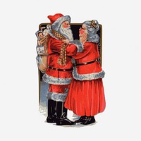 Mrs Claus, Santa, Christmas vintage illustration. Free public domain CC0 image.
