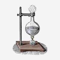 Chemistry science experiment illustration, vintage education drawing. Free public domain CC0 image.