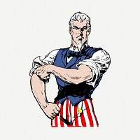 Uncle Sam portrait, rolling up sleeve psd. Free public domain CC0 image.