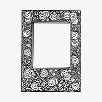 Vintage rose frame, black botanical illustration vector. Free public domain CC0 image.