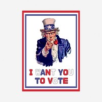 Uncle Sam USA election poster illustration. Free public domain CC0 image.