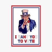 Uncle Sam USA election poster illustration vector. Free public domain CC0 image.