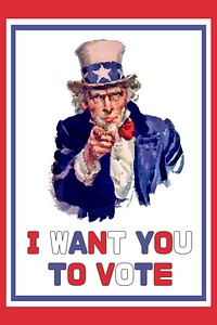 Uncle Sam USA election poster, famous vintage illustration psd. Free public domain CC0 image.