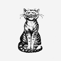 Smiling cat clipart, vintage animal illustration. Free public domain CC0 image.