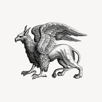 Griffin animal clipart, mythical creature illustration vector. Free public domain CC0 image.