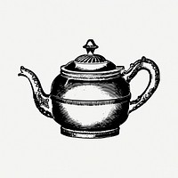Teapot drawing, vintage illustration psd. Free public domain CC0 image.