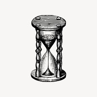 Hourglass drawing clipart, vintage object illustration vector. Free public domain CC0 image.