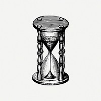 Hourglass drawing, vintage object illustration psd. Free public domain CC0 image.