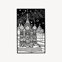 Saint Basils Cathedral drawing clipart, Russian's landmark vector. Free public domain CC0 image.